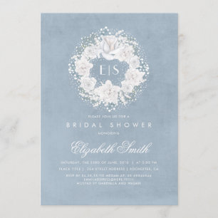Invitation Bébé haleine Dusty Blue Floral Fête des mariées