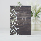 Invitation Bébé haleine Floral Dark Rustic Wood Numéro de tab (Debout devant)