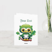 Invitation Bébé Hibou Mignon St Patrick Dessin Animé (Dos)