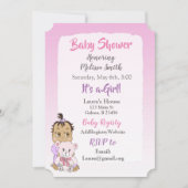 Invitation Bébé hispanique avec un ours en peluche Bébé showi (Devant)