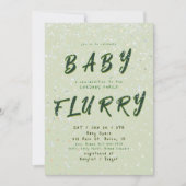 Invitation Bébé Hiver | Vert Flurry de Neige (Devant)