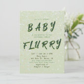 Invitation Bébé Hiver | Vert Flurry de Neige (Debout devant)