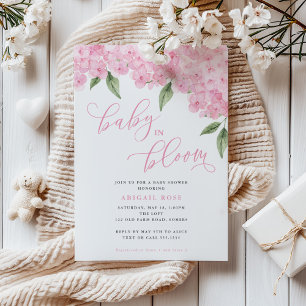 Invitation Bébé Hydrangea Rose en Fleur Baby Shower