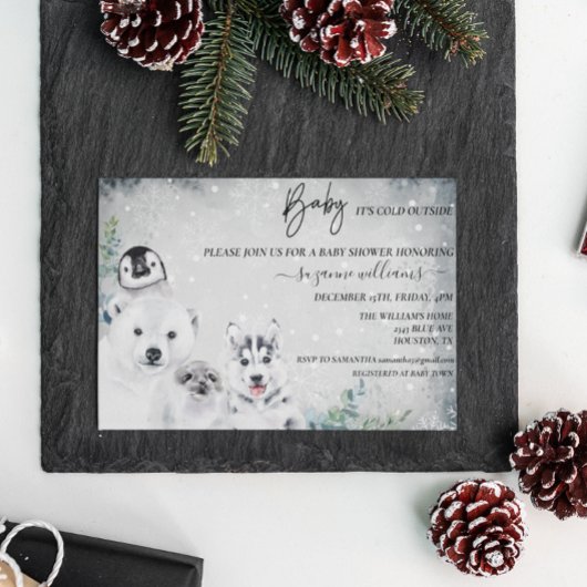 Invitation Bébé Il fait froid à l'extérieur de l'Arctique Dou