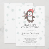 Invitation Bébé Il fait froid à l'extérieur du Baby shower (Devant / Derrière)