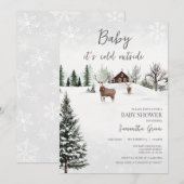 Invitation Bébé Il fait froid à l'extérieur du Baby shower (Devant / Derrière)