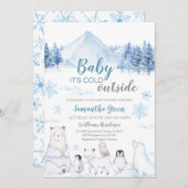 Invitation Bébé Il fait froid à l'extérieur du Baby shower (Devant / Derrière)