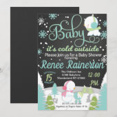 Invitation Bébé Il fait froid à l'extérieur du Baby shower Ch (Devant / Derrière)