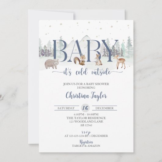 Invitation Bébé Il fait froid à l'extérieur du Baby shower, D (Devant)