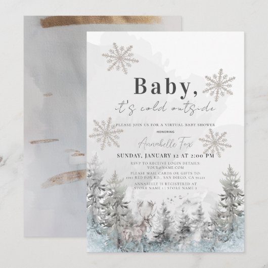 Invitation Bébé Il fait froid à l'extérieur du Baby shower de (Devant / Derrière)