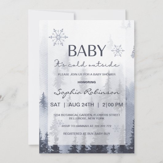 Invitation Bébé Il fait froid à l'extérieur du Baby shower de (Devant)