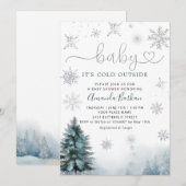 Invitation Bébé Il fait froid à l'extérieur du Baby shower de (Devant / Derrière)