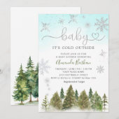 Invitation Bébé Il fait froid à l'extérieur du Baby shower de (Devant / Derrière)