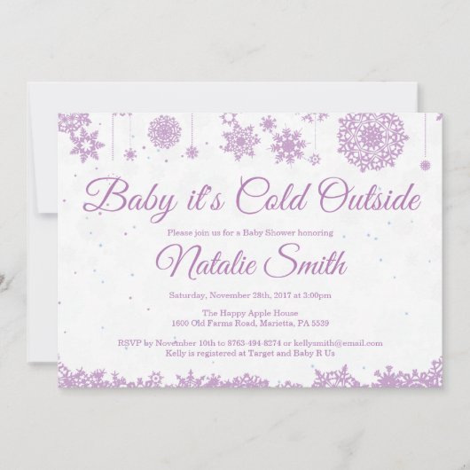 Invitation Bébé il fait froid à l'extérieur Flocon de neige d (Devant)