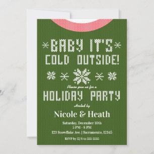 Invitation Bébé il fait froid à l'extérieur Sweater vert fête