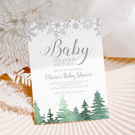 Invitation Bébé il fait froid dehors Arbres d'hiver