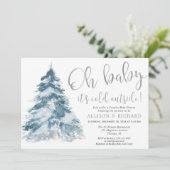 Invitation Bébé il fait froid dehors argent Couples baby show (Debout devant)