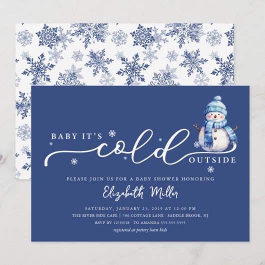 Invitation Bébé, il fait froid dehors Baby Shower (Devant / Derrière)