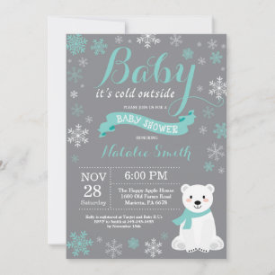 Invitation Bébé il fait froid dehors Baby Shower Aqua Bébé Ro