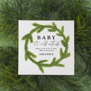 Invitation Bébé il fait froid dehors baby shower aquarelle
