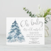 Invitation Bébé, il fait froid dehors, baby shower blanc arge (Debout devant)