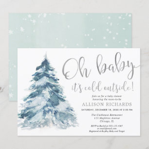 Invitation Bébé, il fait froid dehors, baby shower blanc arge