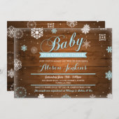 Invitation Bébé Il fait froid dehors Baby shower bleu Invitat (Devant / Derrière)