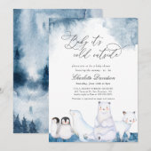 Invitation Bébé Il fait froid dehors Baby shower d'animaux d' (Devant / Derrière)