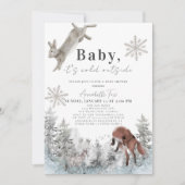 Invitation Bébé Il fait froid dehors Baby shower d'animaux d' (Devant)