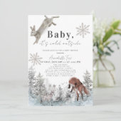 Invitation Bébé Il fait froid dehors Baby shower d'animaux d' (Debout devant)