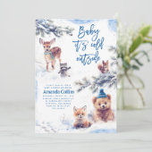 Invitation Bébé Il fait froid dehors Baby shower d'animaux d' (Debout devant)