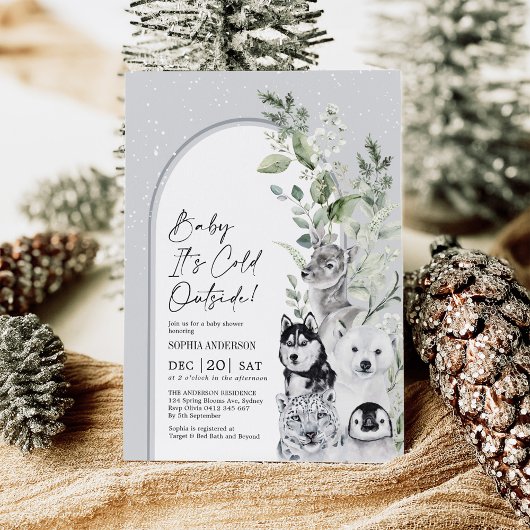 Invitation Bébé Il fait froid dehors Baby shower d'animaux d'
