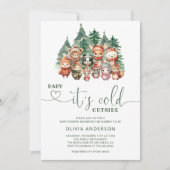 Invitation Bébé Il fait froid dehors Baby shower d'animaux d' (Devant)