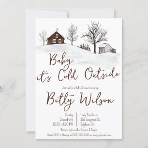 Invitation Bébé il fait froid dehors, Baby shower de ferme d'