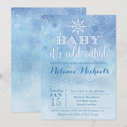 Invitation Bébé Il fait froid dehors Baby shower de neige Inv (Devant / Derrière)
