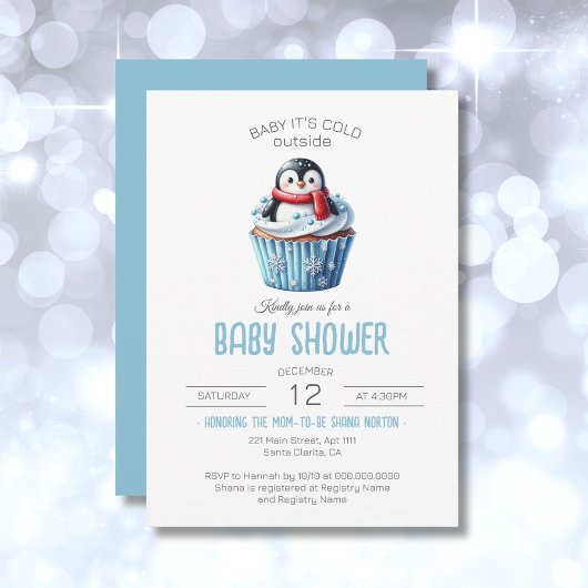 Invitation Bébé Il fait froid dehors Baby shower de pingouin