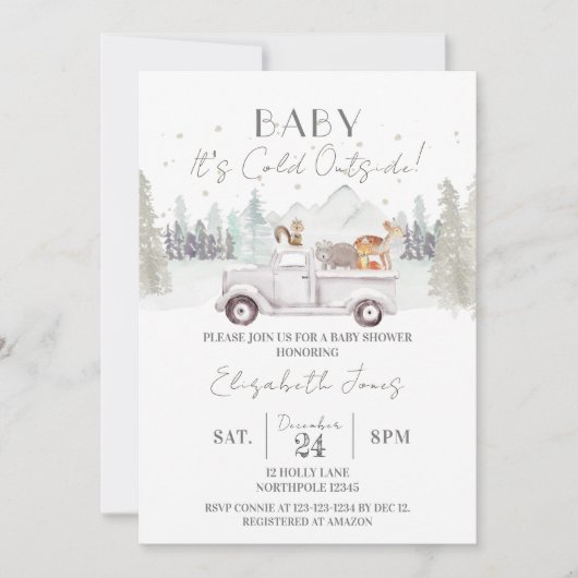 Invitation Bébé Il fait froid dehors, Baby shower d'hiver (Devant)