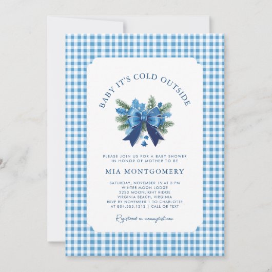 Invitation Bébé Il fait froid dehors Baby shower d'hiver - Bl (Devant)