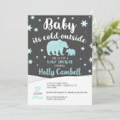 Invitation Bébé Il fait froid dehors Baby shower d'ours polai (Debout devant)