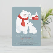 Invitation Bébé Il fait froid dehors Baby shower d'ours polai (Debout devant)