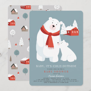 Invitation Bébé Il fait froid dehors Baby shower d'ours polai