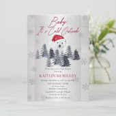 Invitation Bébé Il fait froid dehors Baby shower d'ours polai (Debout devant)