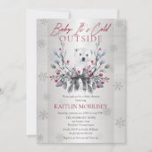 Invitation Bébé Il fait froid dehors Baby shower d'ours polai (Devant)