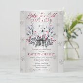 Invitation Bébé Il fait froid dehors Baby shower d'ours polai (Debout devant)