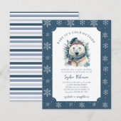Invitation Bébé Il fait froid dehors Baby shower d'ours polai (Devant / Derrière)