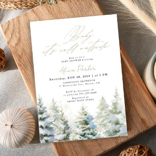 Invitation Bébé il fait froid dehors baby shower en forêt