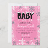Invitation Bébé Il fait froid dehors Baby shower fille rose (Devant)