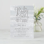 Invitation Bébé Il fait froid dehors Baby shower gris argent (Debout devant)