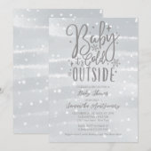 Invitation Bébé Il fait froid dehors Baby shower gris argent (Devant / Derrière)