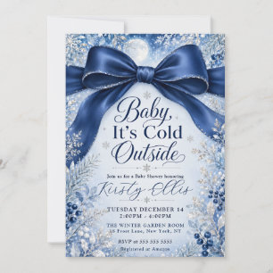 Invitation Bébé, il fait froid dehors Baby Shower Hiver Ruban